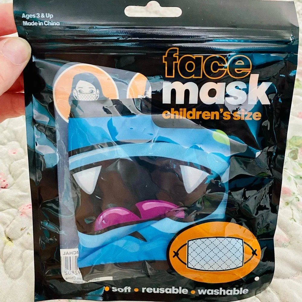 Children’s One Size Monster Face Mask Set Of 2 NWT